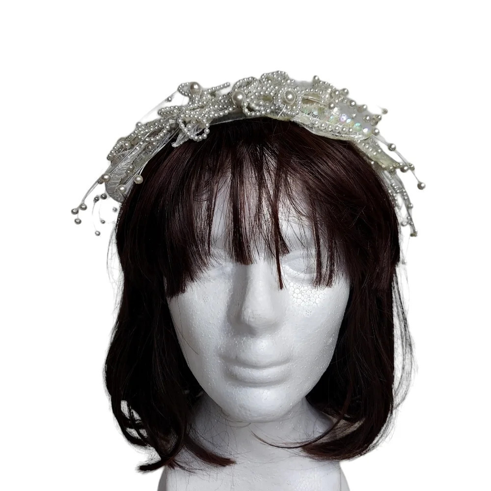 Vintage Jon Bradley Couture Collection Freshwater Pearl Tiara Bridal Headpiece - Picture 3 of 16